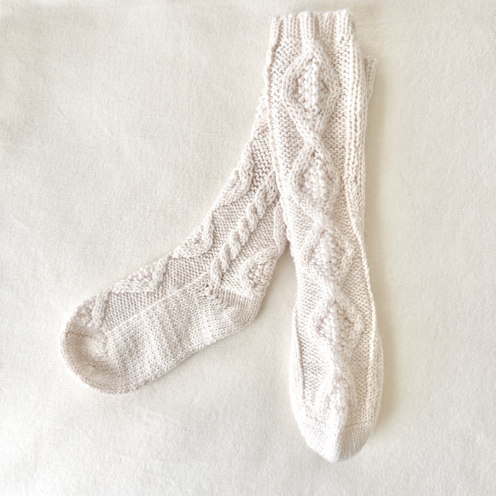 Vintage Free People Hand knitted  Cable Knit Socks – Cream